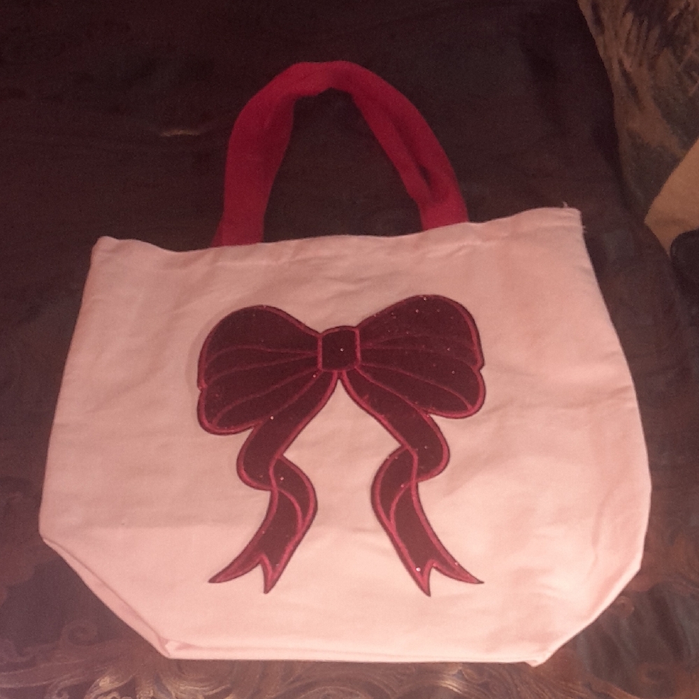 🌺SPARKLY PINK TOTE with Red Bow